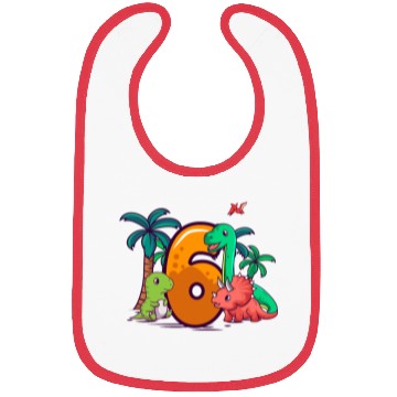 Discover 6th Birthday Trex Triceratops Dinosaur 6 Year Bibs