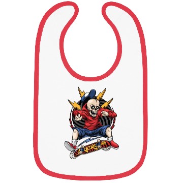 Discover Skater Skeleton On Skateboard - Halloween Bibs