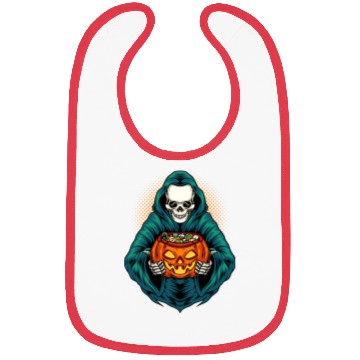 Discover Grim Reaper With Scary Pumpkin - Halloween Bibs