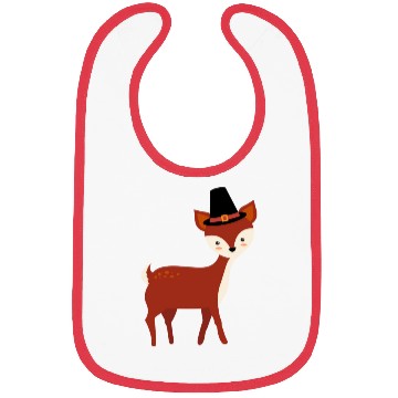 Discover Thanksgiving Deer Wearing Pilgrim Hat Bibs