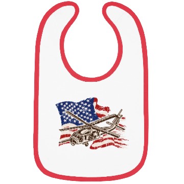 Discover Helicopter with american flag background - chopper Bibs