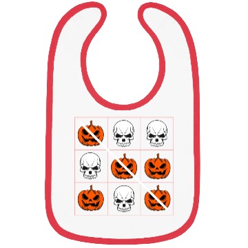 Discover Halloween Three in a Row Game Pumpkin Skulls Bibs