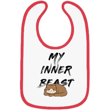 Discover My inner beast quotes with cute cat sleeping Bibs