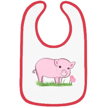 Discover Pig Symbol Nature Animal Grass Flower Bibs