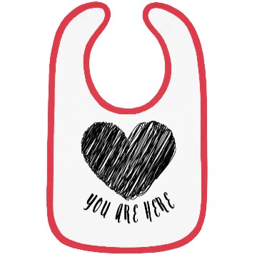 Discover You Are Here Heart Doodle Love Note Scribble (blac Bibs