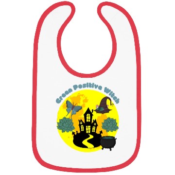 Discover Halloween Green Positive Witch Hat Bibs