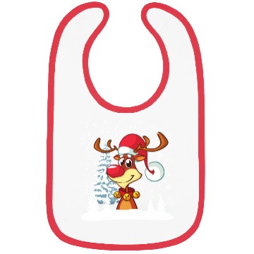Discover Funny Reindeer Red Nose Santa Snowflake Bibs