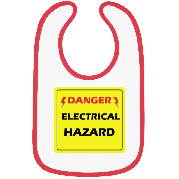 Discover Danger Electrical Hazard Yellow warning Label Bibs
