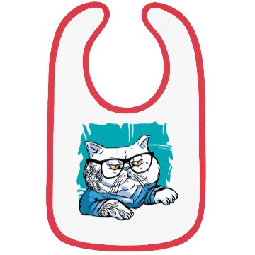 Discover Stylish Nerd Persian Cat Beanie Glasses Tattoo Bibs