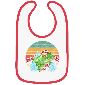 Discover Retro Realistic Toad Frog Mushrooms Bibs