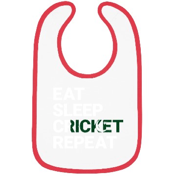 Discover Eat Sleep Cricket Repeat PK Flag Sports Gift Bibs