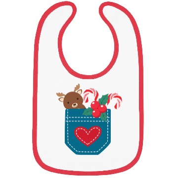 Discover Christmas moose peppermint pocket Bibs