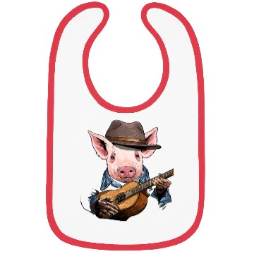 Discover Acoustic Guitar Pig Guitar Player Farm Animal Bibs