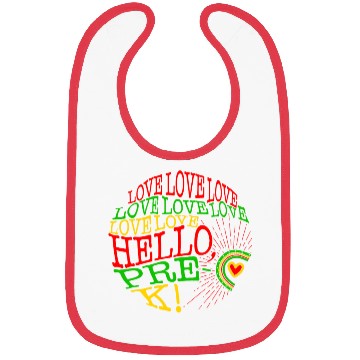 Discover Pre K Kindergarten Bibs, Love Hello, Pre-K