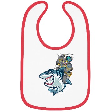 Discover Cat Samurai Riding On Shark Bibs