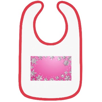 Discover Winter Snowflakes Pink White Bibs