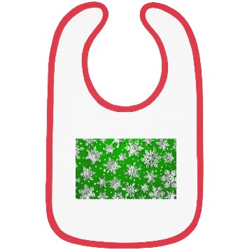 Discover Modern Snowflakes Pattern Green Bibs