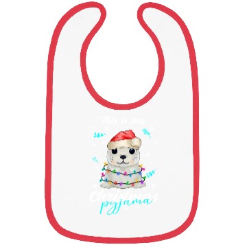 Discover Winter Christmas Pyjama Seal Bibs