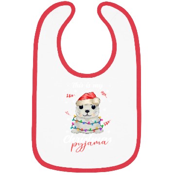 Discover Winter Christmas Pyjama Seal Bibs