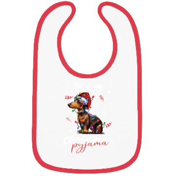 Discover Winter Christmas Pyjama Dachshund Bibs