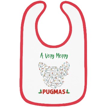 Discover cute christmas pug christmas lights face Bibs
