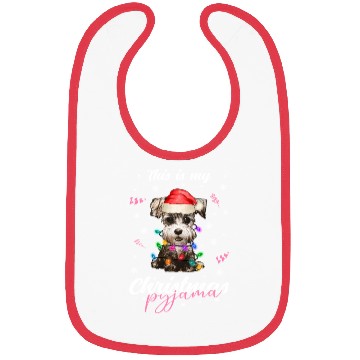 Discover Winter Christmas Pyjama Miniature Schnauzer Bibs