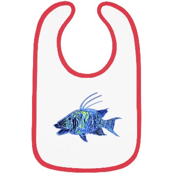 Discover Neon blue green hogfish - funky fish designs Bibs