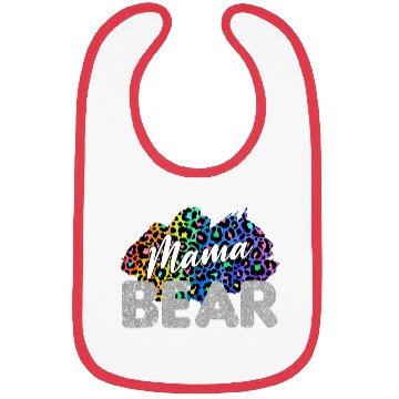 Discover Mama Bear Leopard Silver Glitter Bibs