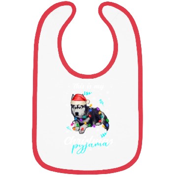 Discover Winter Christmas Pyjama Husky Bibs