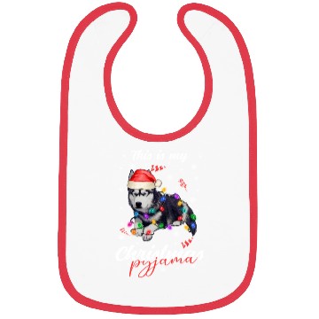 Discover Winter Christmas Pyjama Husky Bibs