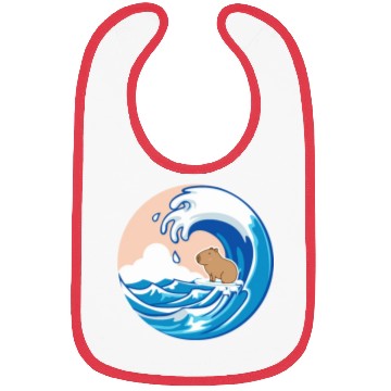 Discover Wave Capybara Surfing Rodent Funny Animal Lover Bibs