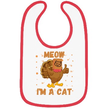 Discover Meow I'm a Cat Turkey Fake Cat Meow Thanksgiving 2 Bibs