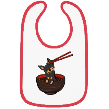 Discover Miniature Pinscher Dipping Noodles Bibs