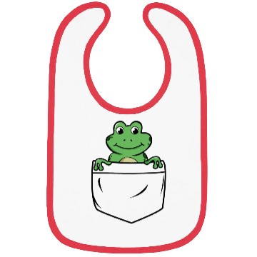Discover Happy Little Green Frog in the Pocket Funny Animal Bibs
