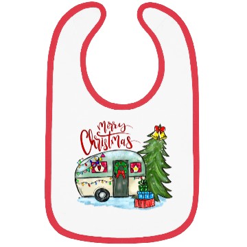 Discover Merry Christmas Happy Camper Funny Camping Life Bibs
