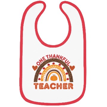 Discover One Thankful Teacher Thanksgiving Rainbow Leopard Bibs