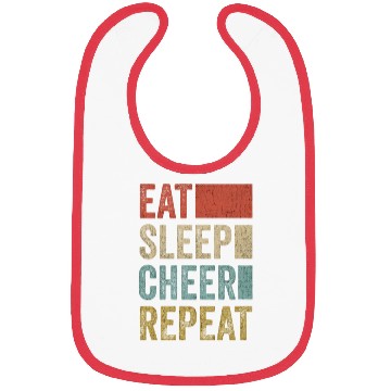 Discover Stylish Retro 70s Eat Sleep Cheer Repeat Bibs