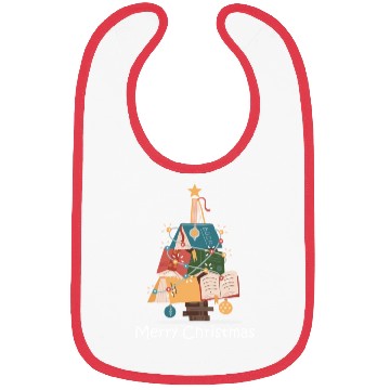 Discover Book Lover Christmas Tree Bookworm Librarian Merry Bibs