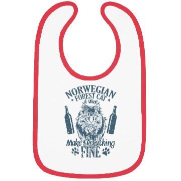Discover Norwegian Forest Cat and Wine Make Everything Fine Bibs