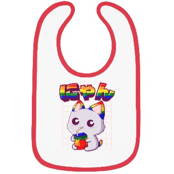 Discover Gay Pride Kawaii Cat Strawberry Milk Rainbow Flag Bibs