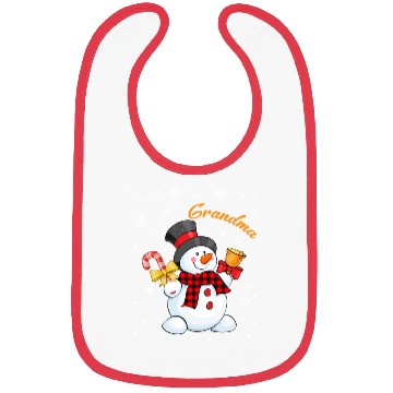 Discover Grandma Snowman Candy Cane Christmas Red Plaid Bibs