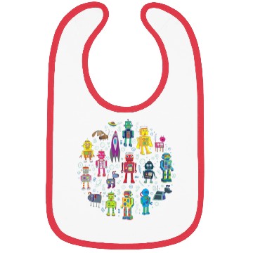 Discover Robots in Space grey fun Robot Bibs