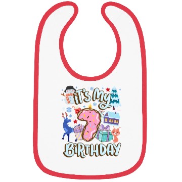 Discover It's My 7 Birthday Snowman Holiday Donut Winter Bibs
