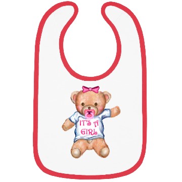 Discover It's A Girl Teddy Bear with Pacifier Bibs
