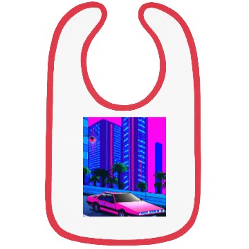 Discover Vaporwave Car Synthwave City Bibs