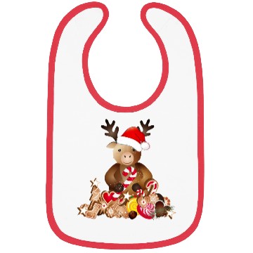 Discover cute reindeer for christmas with santa hat Bibs