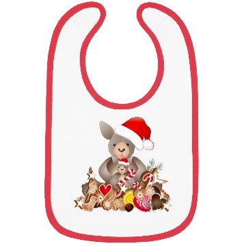 Discover cute kangaroo for christmas with santa hat Bibs