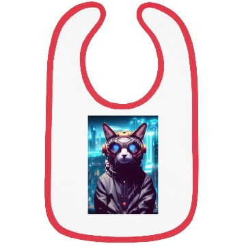Discover Techno Cat In Japan Neon City Bibs