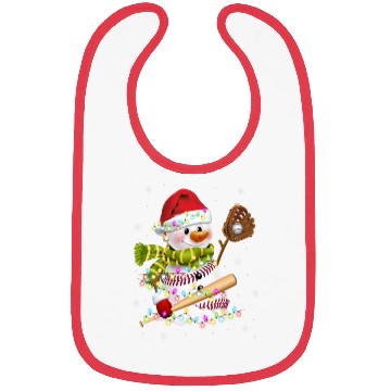 Discover Christmas Baseball Bat Snowman Santa Snowflake Bibs