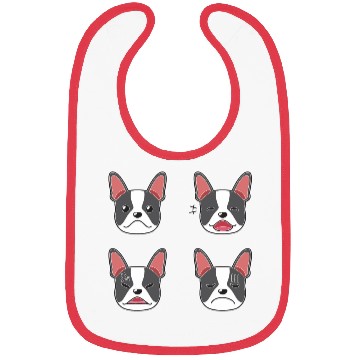 Discover Funny Boston Terrier Dog Cartoon Faces Bibs